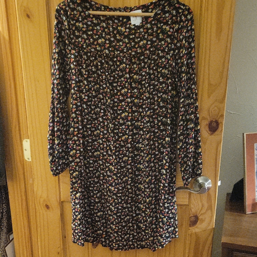 Hatch Floral Black Dress, XL
